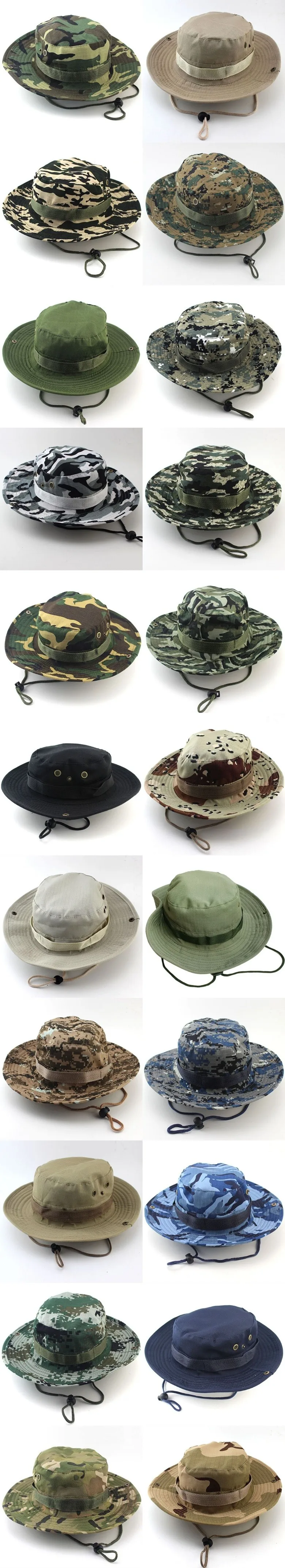 Шапки для рыбака для мужчин и женщин Camo Boonie промытый хлопок саржа Подбородочный ремешок военный, камуфляж, охота шляпа для путешествий солнцезащитная Кепка Ведро стиль