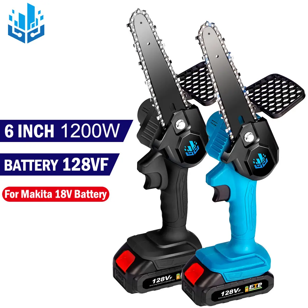 Minisierra eléctrica de 18V para árboles frutales, herramientas de carpintería para jardín, 1200W, con batería, cortadores de madera de mano, 6 pulgadas, más nueva