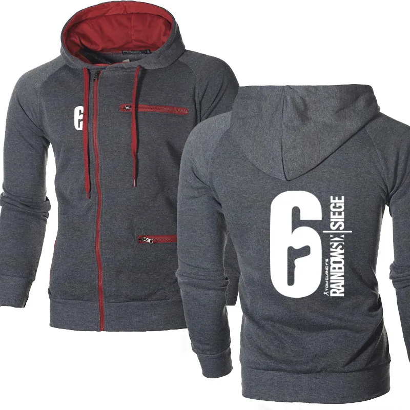 

Spring Autumn Hoodies Men Rainbow six siege Sweatshirt Fleece Wram Zipper Jacket Hoodie Hip Hop Harajuku Male Clothing
