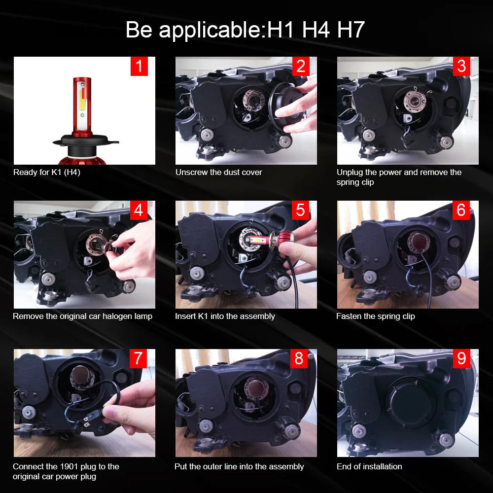 Комплект из 2 предметов 6000 К h7 светодиодный Автомобильные фары лампы H1 H3 H4 H7 H8 HB2 HB3 HB4 9005 9006 светодиодный чип CSP автомобильные лампы для фар машины 3800LM-9600LM
