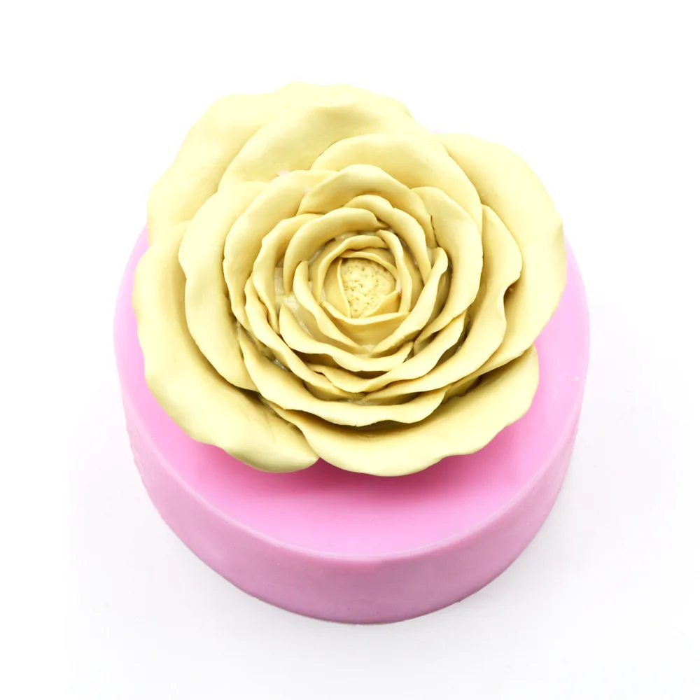 Новая 3D Цветочная форма для мыла большого размера помадка в форме розы