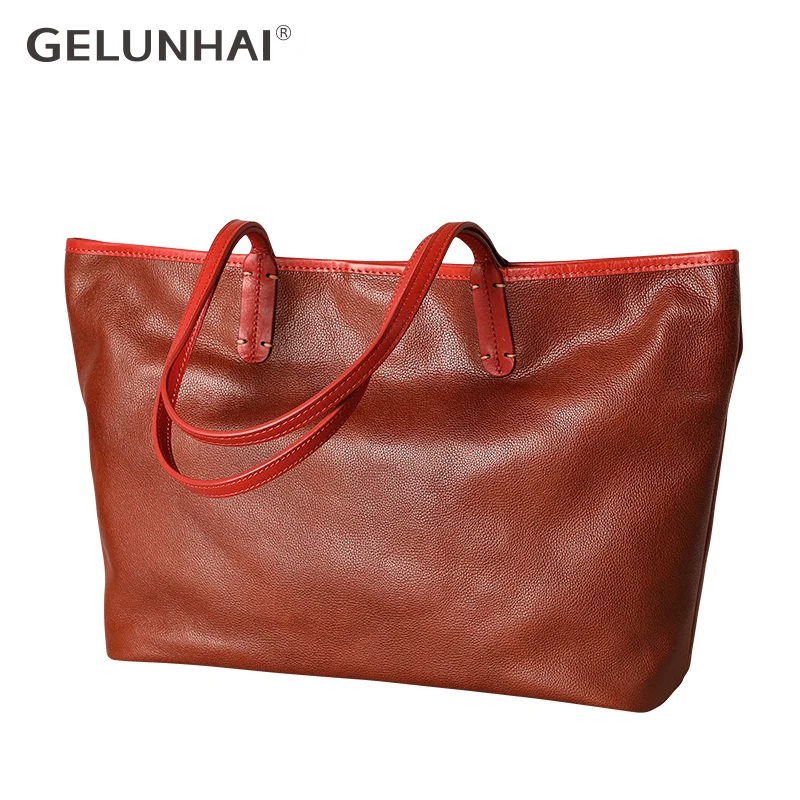 

Vintage Cow leather Women Shoulder Bag Female Causal Tote for Daily Shopping High Quality Genuine Leather Ladies Handbag Mom bag