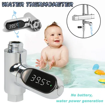 

LED Display Celsius Water Shower Thermometer Flow Self-Generating Electricity Water temperature meter display temperature