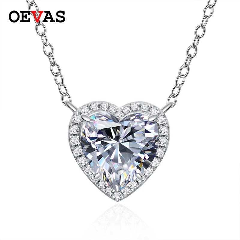 

OEVAS 100% 925 Sterling Silver Heart Cut Created Moissanite Gemstone Diamonds Women Pendant Necklace Fine Jewelry Gift Wholesale