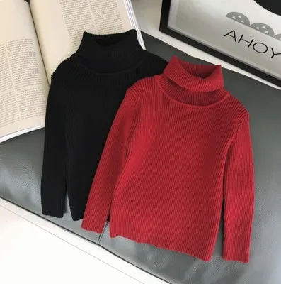 

Chen Mother Infant Children's Clothing BOY'S High Collar Sweater Red New Year Clothes 1-3 Years Old Baby Knitted Pullover Base S