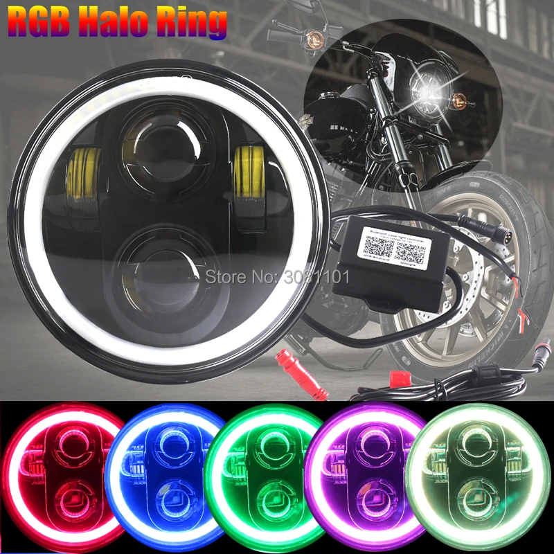 5 3/4 75 дюйма черная светодиодная фара для мотоцикла Muilti color RGB DRL уличного удилища 750