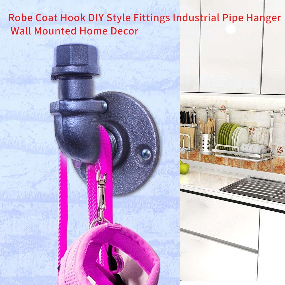 Wall Mounted Robe Heavy Duty Door Back Home Decor Fittings Diy Style Iron Rustic Coat Hook Hanger Bathroom Industrial Pipe Robe Hooks Aliexpress