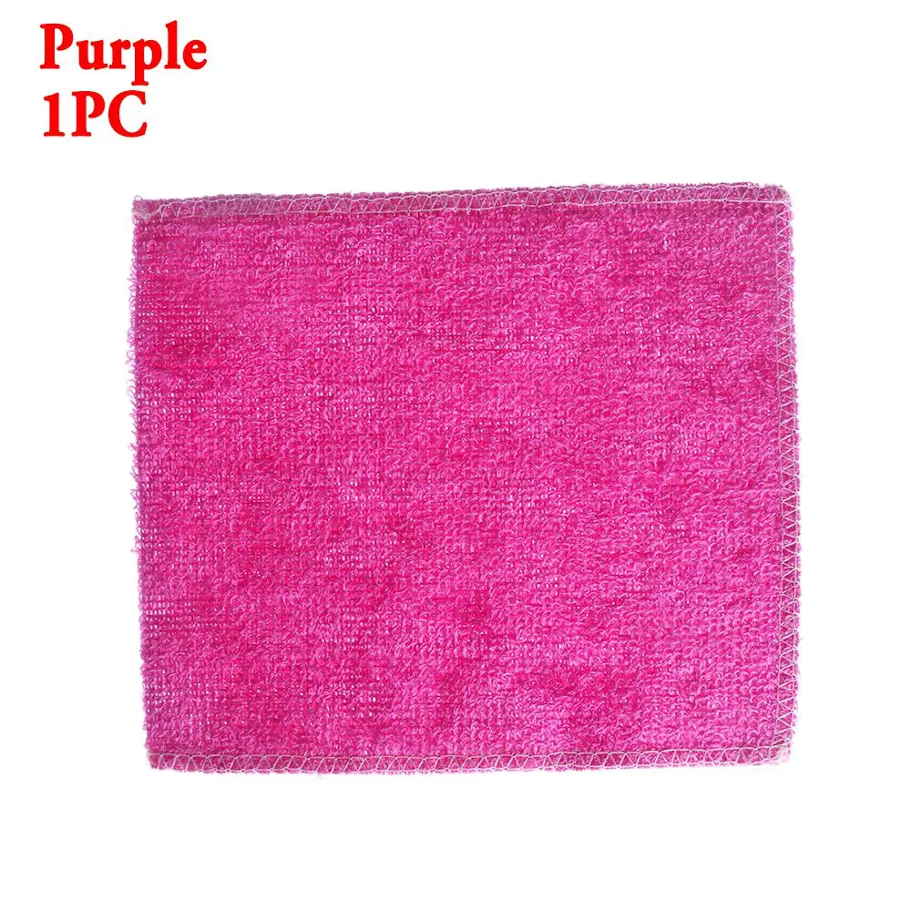 Purple 1 шт. мягкие разноцветные анти-смазка тряпочки из бамбуковых волокон тряпки для мытья полотенец ткань для мытья посуды Бытовая Кухня столовая аксессуары инструменты - Цвет: Purple