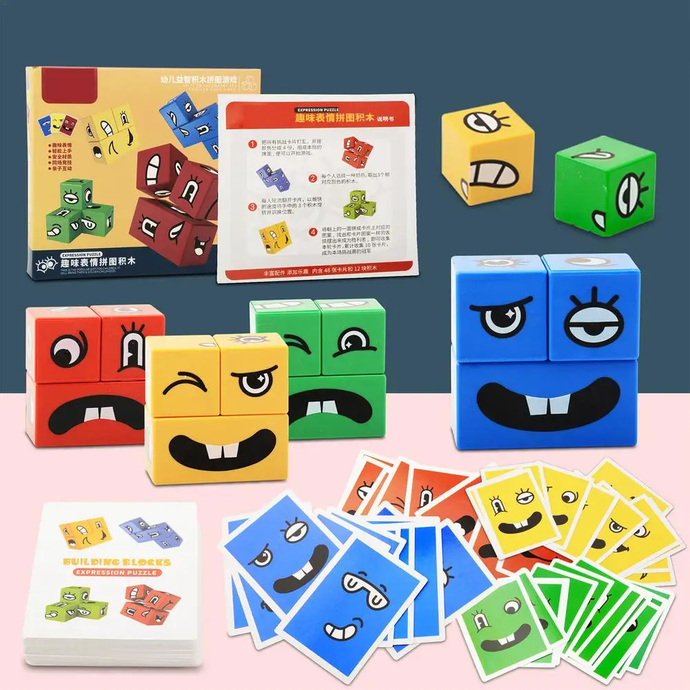 New Montessori Expression Puzzle Face Change Cube Building Blocks Toys Early Learning Educational Match Toy For Children Gift 4 New Montessori Expression Puzzle Face Change Cube Building Blocks Toys Early Learning Educational Match Toy For Children Gift 4