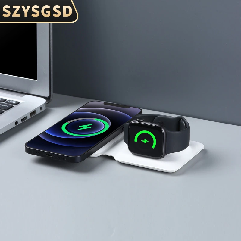 Original Magnetic Wireless Duo Charger For Apple iPhone 12 Mini 13 Pro 11 Pro X XS Max Fast Charging Pad for Airpods Pro Watch 65w charger