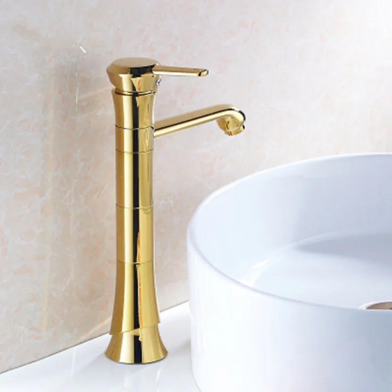 

Golden/Electroplate basin faucet wash basin cold and hot water faucet platform, upper basin platform, lower basin increased
