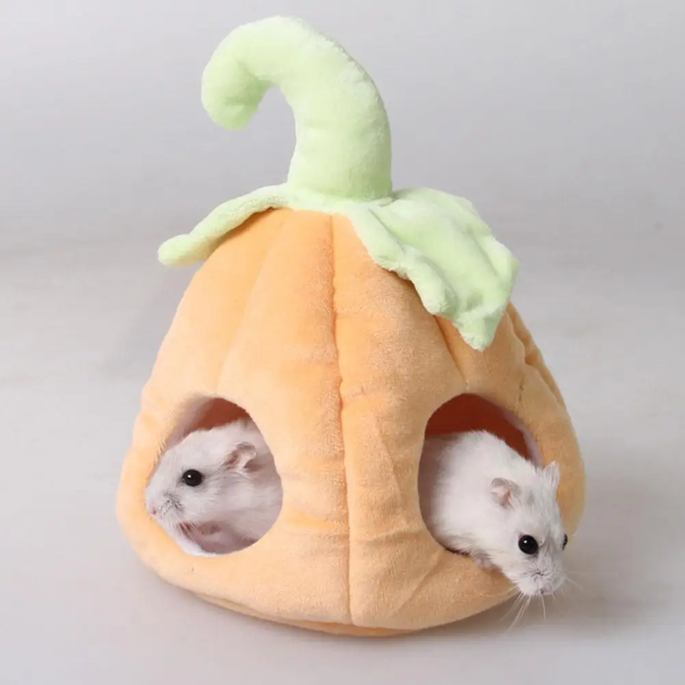 Cute Pumpkin Cotton Bed Hamster Hanging Hammock Warm Long Fleece Removable Mat Washable Pet House for Guinea Pig Hedgehogs 20E