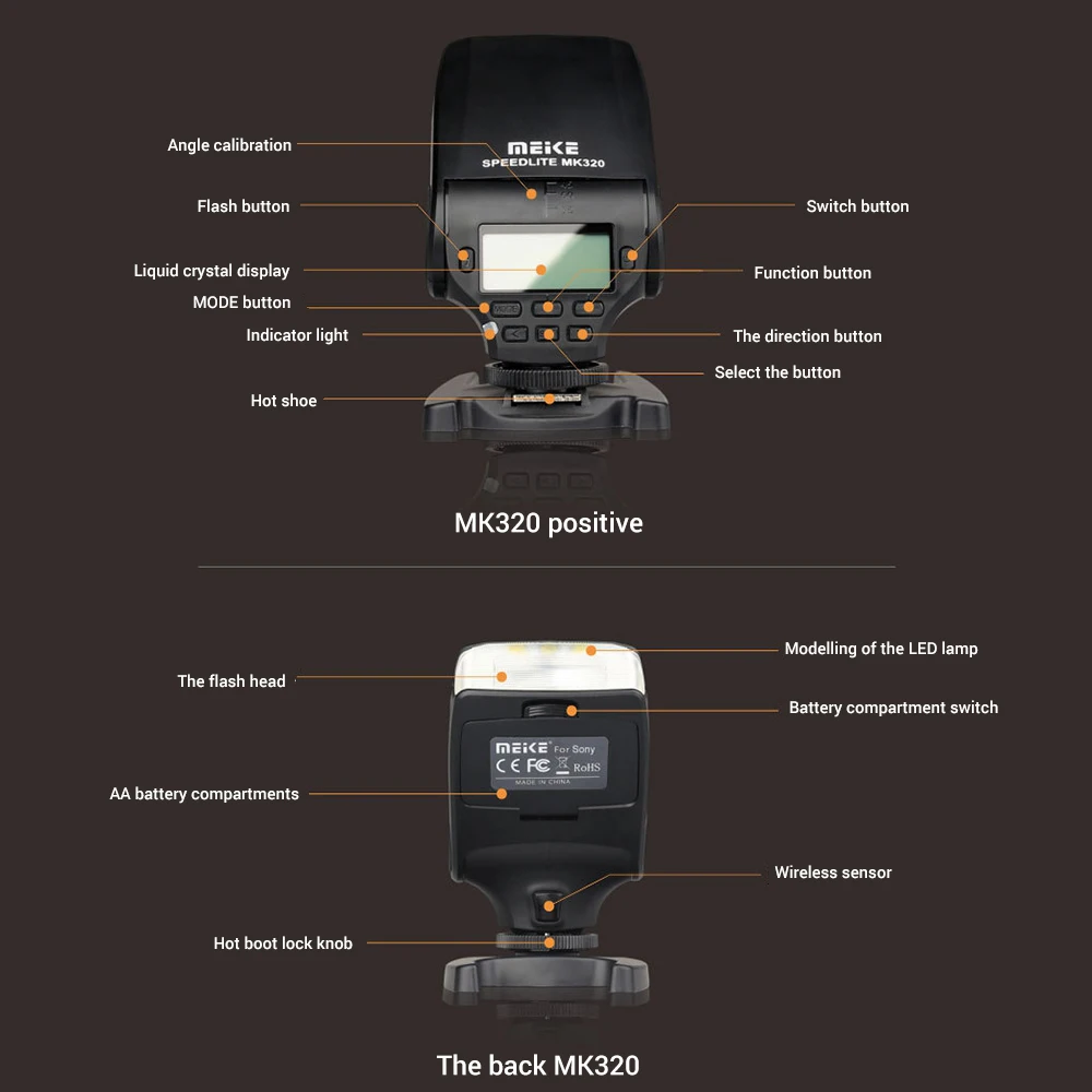 Meike MK320S MK-320 ttl Вспышка speedlite для sony A58 A77 A7 III A7S A7R A6000 A6500 NEX-6 NEX-5R NEX-5T NEX-3