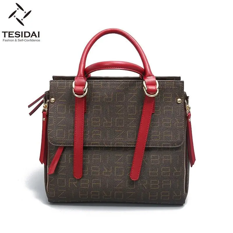 

2019 New Letter Print Leather Handbag Luxury Handbags Women Bags Designer Famous High Quality Big Tote Ladies Cover Bags