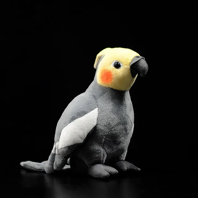 Mini Size Lifelike Grey Cockatiel Plush Toys Real Life Soft Yellow Parrot Birds Stuffed Animals Toy Dolls Gifts For Kids
