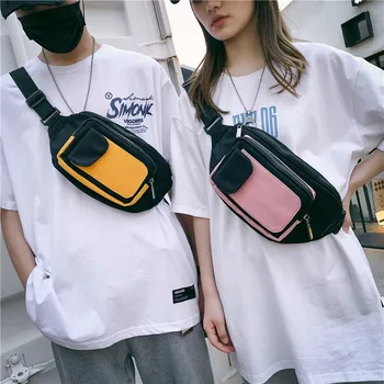 

2020 New Color Matching Chest Bag Girl Messenger Bag Men and Women Street Shoulder Bag Tide Harajuku Soft Sister Waist Bag