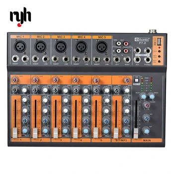

Portable 7-Channel Mic Line Audio Mixer Mixing Console 3-band EQ USB Interface 48V Phantom Power with Power Adapter