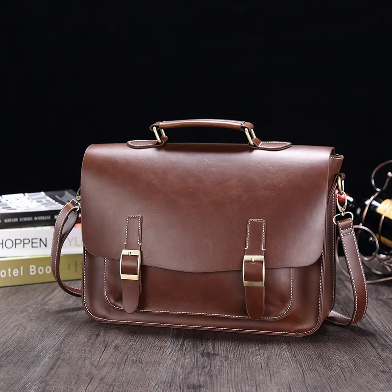 

Vintage Briefcase Female Bag Portable Messenger Bag Neutral Male Retro Messenger Bag Large Capacity File Bag Bag