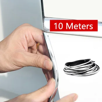 

10M Car Door Edge Rubber Scratch Protector Electroplated Color Car Door Seal Strips Sticker Anti Collision Noise Insulation