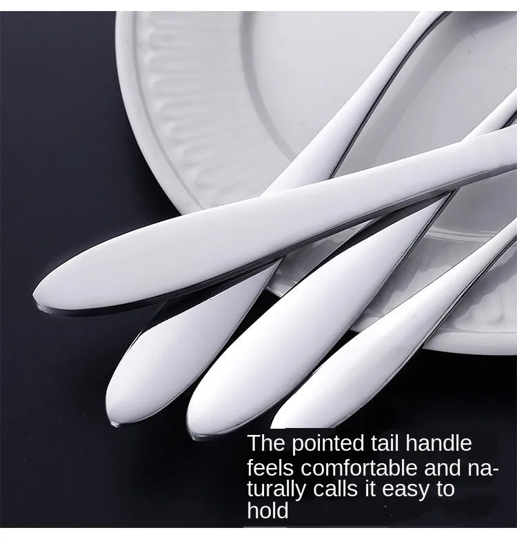 נירוסטה מעובה מערבי כלי שולחן סט סכין, מזלג וכפית 24 מקשה אור נירוסטה כפית סטייק כלי שולחן