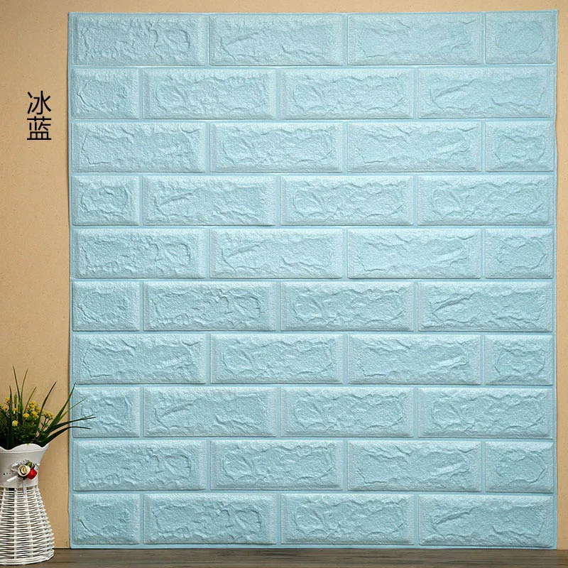ПЭ Пена 3D стикер на стену s кирпичный узор Водонепроницаемая самонаклейка s на стены в комнате домашний декор для детской спальни наклейка для гостиной - Цвет: ice blue