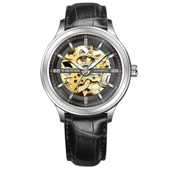 

WAKNOER Skeleton Mechanical Watch Automatic Day Sport Men Waterproof Watch Male Clock Auto Date Luxury Men's Watch Watches