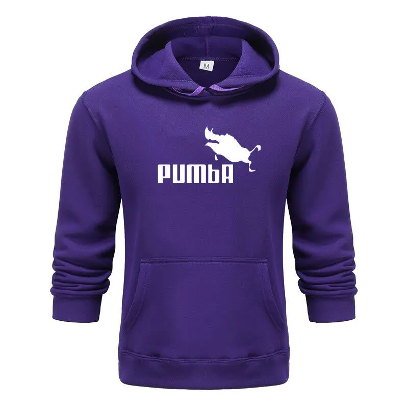 purple Популярная мужская толстовка с капюшоном в стиле хип-хоп, брендовая Толстовка в стиле "кэжуал", осень, высокое качество, толстовка с принтом Пумба, Мужская модная толстовка с капюшоном - Цвет: purple