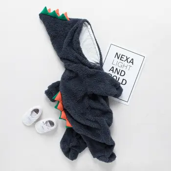 

3D Dinosaur Hooded Romper for Cute Newborn Kids Baby Boys Girls Jumpsuit Winter Plush Clothes