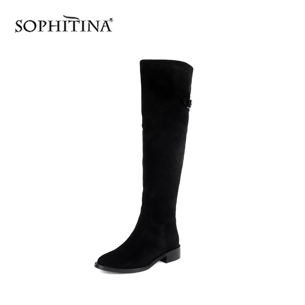 SOPHITINA/женские ботинки; Высококачественная элегантная замшевая обувь с круглым носком; однотонная удобная обувь на квадратном каблуке; новые женские ботинки; C539