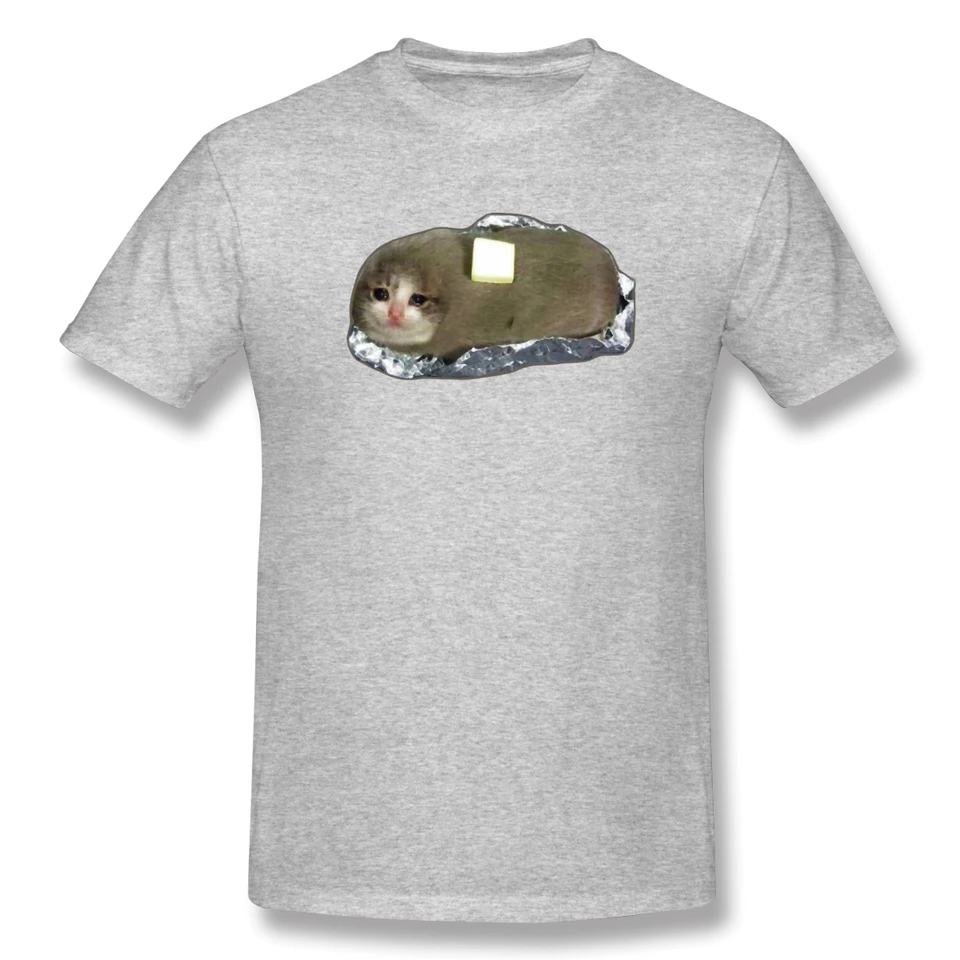 sad potato cat with butter