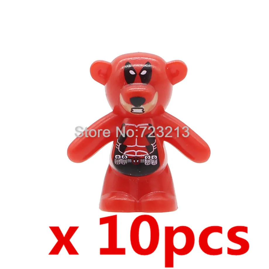 K x 10pcs 14 шт. 2 см Животные медведь мультфильм набор панда супер герой Бэтмен вспышка супер человек строительные блоки модели Кирпичи игрушки для детей - Цвет: K x 10pcs