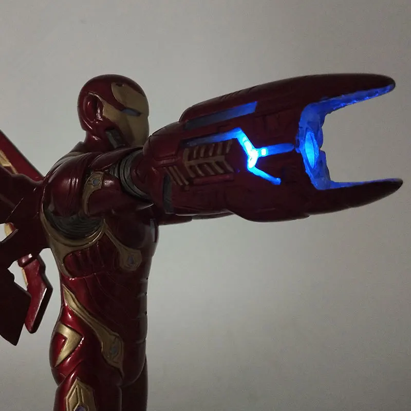 [Funny] 32cm The Avengers super hero LED light infrared gun Iron Man MK50 Action Figure statue Collectible Model kids gift
