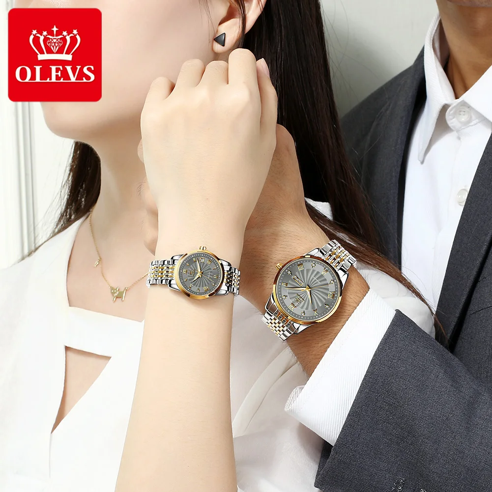 Olevs Couple Watches Luxury Automatic 