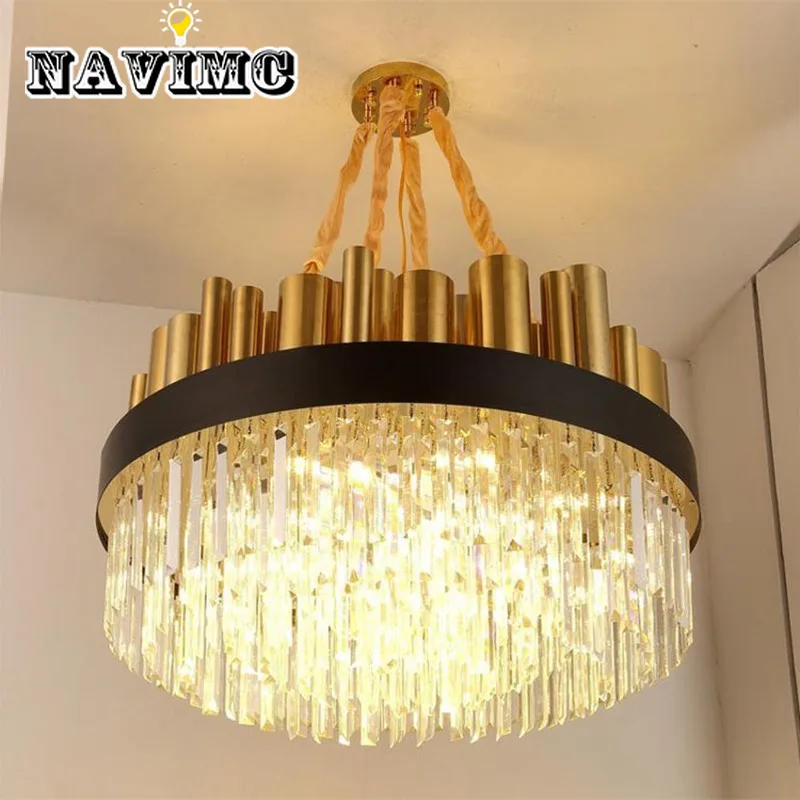 Современная люстра NAVIMC, Золотая роскошная хрустальная люстра для лобби, гостиной, виллы, светильники, домашний декор