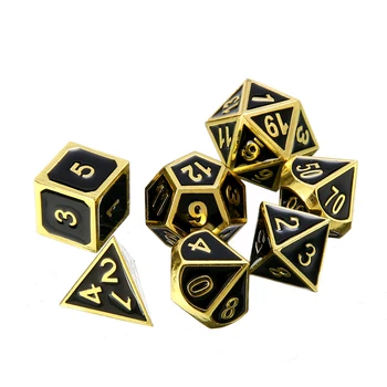 

7pcs/set Embossed Heavy Metal Polyhedral Dice Funny Drinking Dice For DND RPG MTG Dice Set With Bag