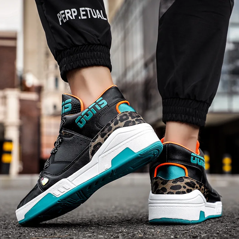 

Korean-style Students Basketball Shoes Running Shoes 2019 Autumn Hot Selling Athletic Shoes Mid-top Casual Leather Shoes