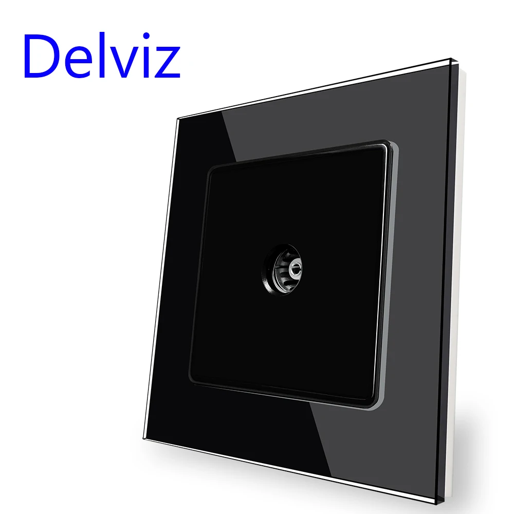 Delviz Cable TV Wall Socket, Universal TV cable interface,86mm*86mm UK standard square panel, High strength tempered glass panel