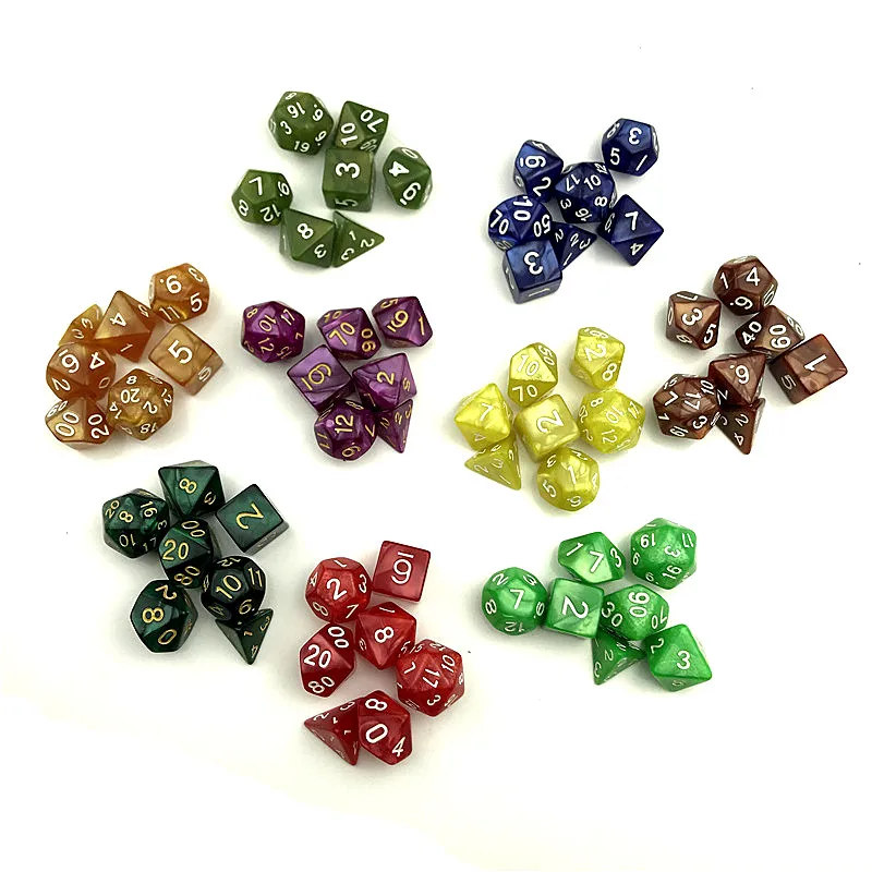 

7pc/Set Dice D4-D20 Multi Sided Games Dices 9 colors Desktop Polyhedral Set Acrylic Plastic Toy Kit