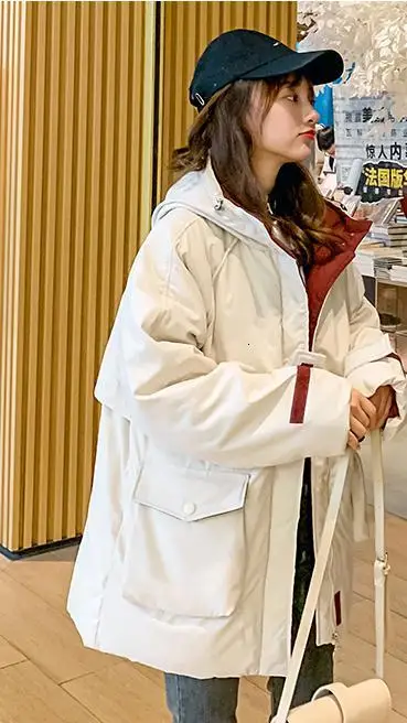 Shanshan's Lin чистый красный Инс пуховик, Женская рабочая одежда, Досуг корейской версии Кепка Студенческая хлопковая куртка - Цвет: Beige