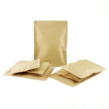 

100pcs Small Kraft Paper Zip Lock Bag Inner Aluminum Foil Tea Pouch Reusable Flat Food Packaging Zipper Bag