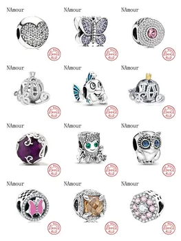 

New Mermaid owl butterlfy pumpkin car Bead fit original Pandora charms 925 sterling silver Bracelet for women fashion jewelry