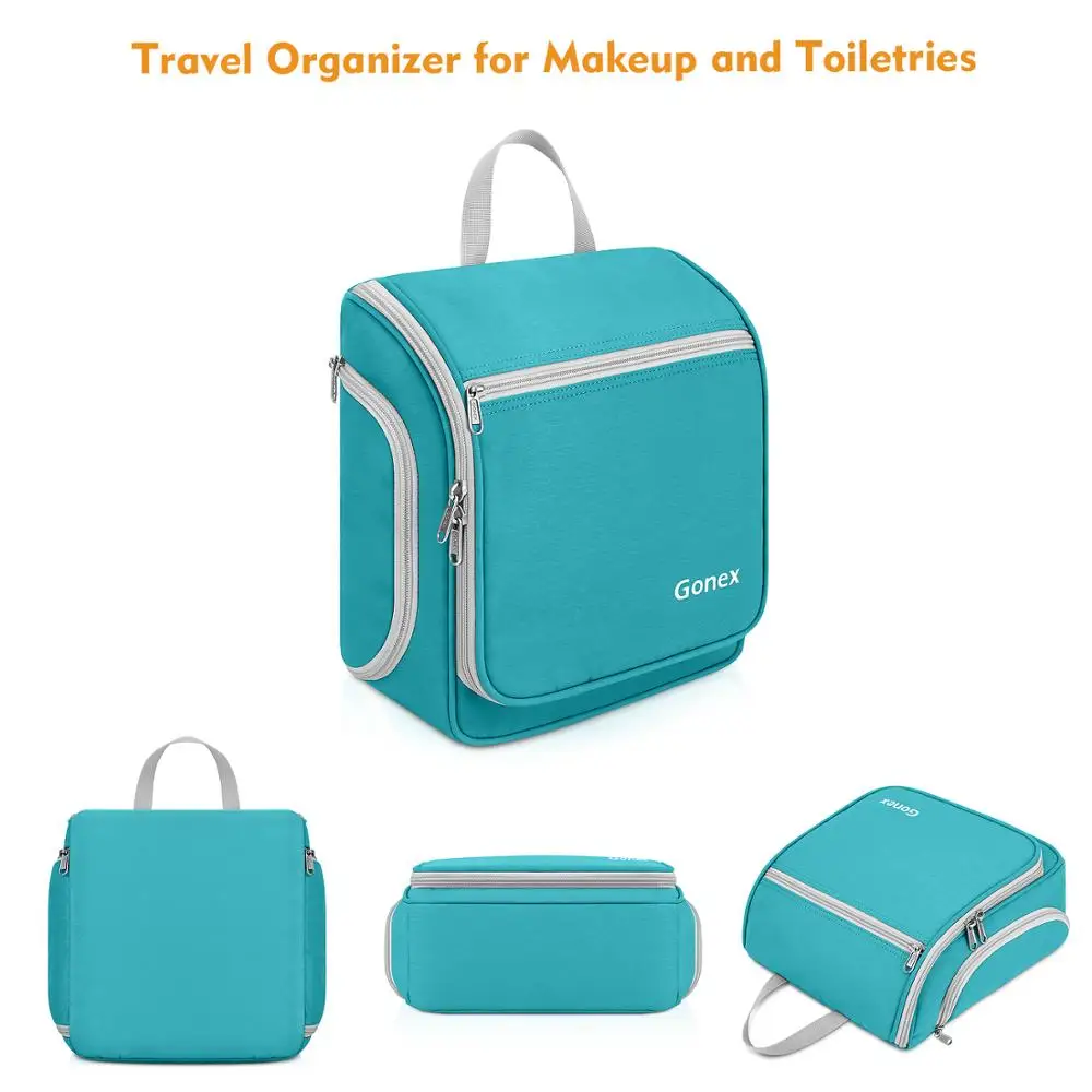 Gonex висячая сумка для туалетных принадлежностей, водонепроницаемый органайзер для путешествий, цилиндрическая сумка для макияжа и туалетных принадлежностей со встроенным крючком, косметички - Цвет: Blue