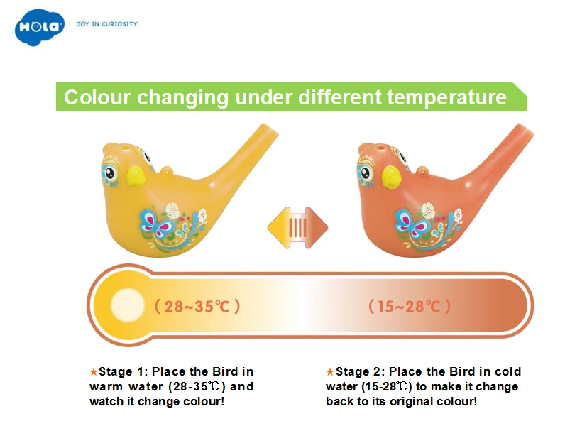 HOLA 3139 цветная рисованная водная птица свисток музыкальная игрушка для детей Раннее Обучение развивающая музыкальная игрушка инструмент Рождественский подарок