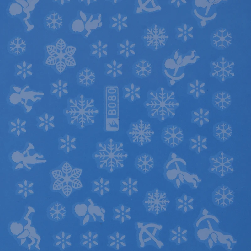 12 In 1 Nail Art Water Decals Stickers Christmas Snow White Snowflakes Reindeers