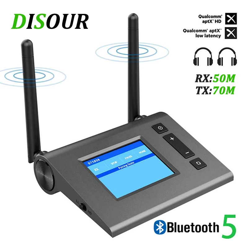 70 м большой диапазон Bluetooth аудио приемник передатчик для ТВ с антенной Aptx HD низкая