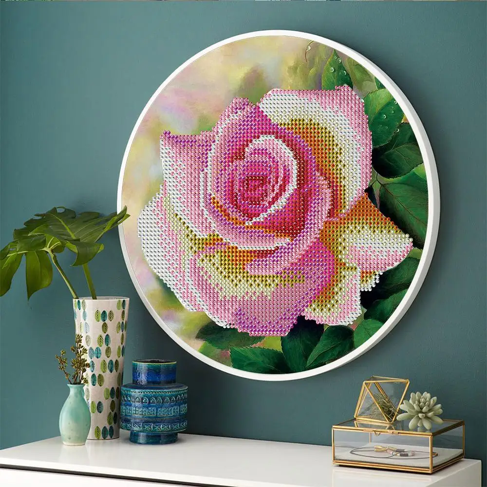 Billig Neue Design Weiß Rose Diy Diamant Mosaik Kreuz Stich Quaste Malerei Hängen Auf Der Wand Kunst Handwerk Bohren Voll YKH74
