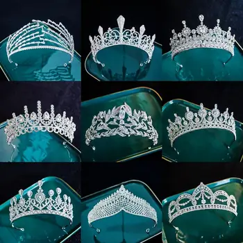 

Luxury Cubic Zirconia Bridal Crown CZ Headpiece Women Wedding Hair Jewelry Baroque Rhinestones Crystal Tiaras Bride Party Crowns