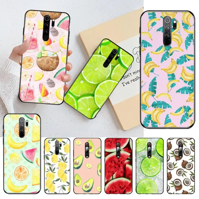 Summer Fruit Pineapple Watermelon Lemon Silicone Black Phone Case for Redmi Note 9 8 8T 8A 7 6 6A Go Pro Max K20 K30 | Мобильные