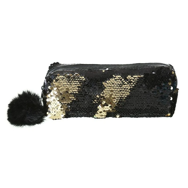 Gold black Большой чехол-карандаш с блестящими блестками для хранения канцелярских принадлежностей, органайзер для ручек, сумка для школы и офиса, косметический держатель для подарка - Цвет: Gold black