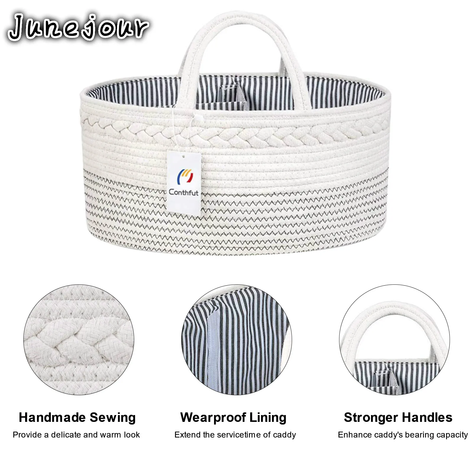 

Baby Diaper Caddy Nursery Storage Wipes Nappy Organizer Container Baby Diaper Basket 100% Cotton Canvas Storage Baskets